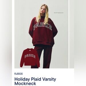 PARKE L/XL Holiday Plaid Maroon Mockneck (fleece)